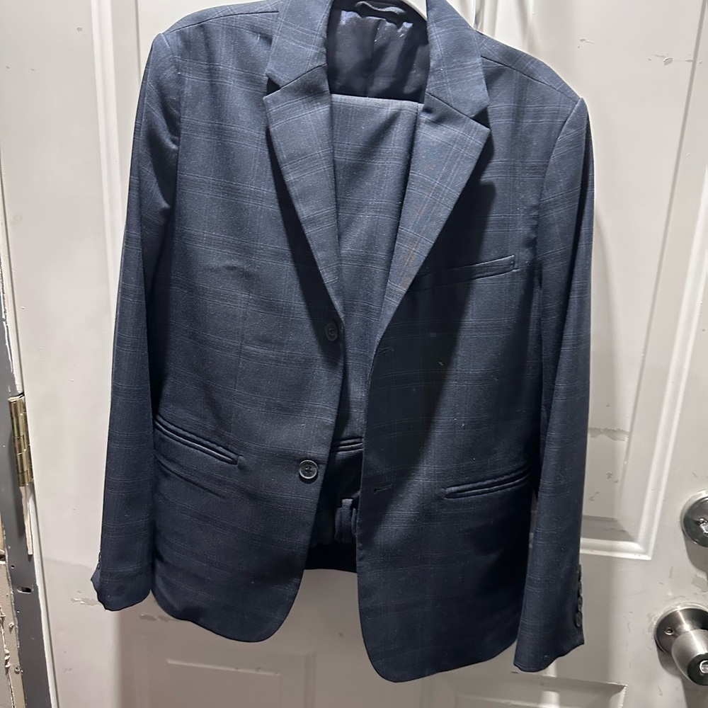 Zara Kids Navy blue check suit size 10 worn once